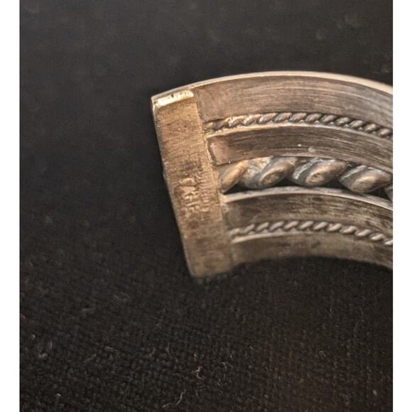 Tahe Navajo Native American Signed Braided 60g Sterling Cuff Bracelet - Picture 5 of 9